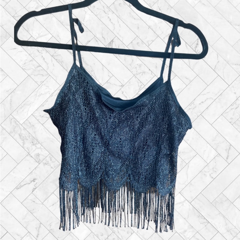 Sparkly Fringe Crop Top